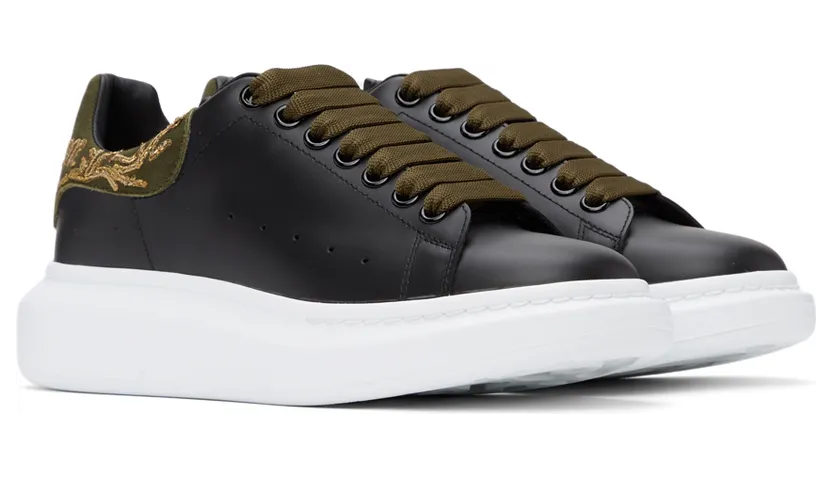 Alexander McQueen Black & Khaki Oversized Larry Sneakers (688524WIBN1) (4)