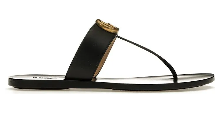Gucci Double G Thong Sandal Black Leather (497444 A3N00 1000)