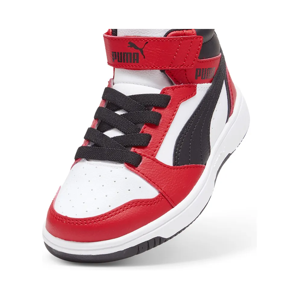 Puma Rebound V6 Mid “Puma White / Puma Black / For All Time Red” (393832_03)