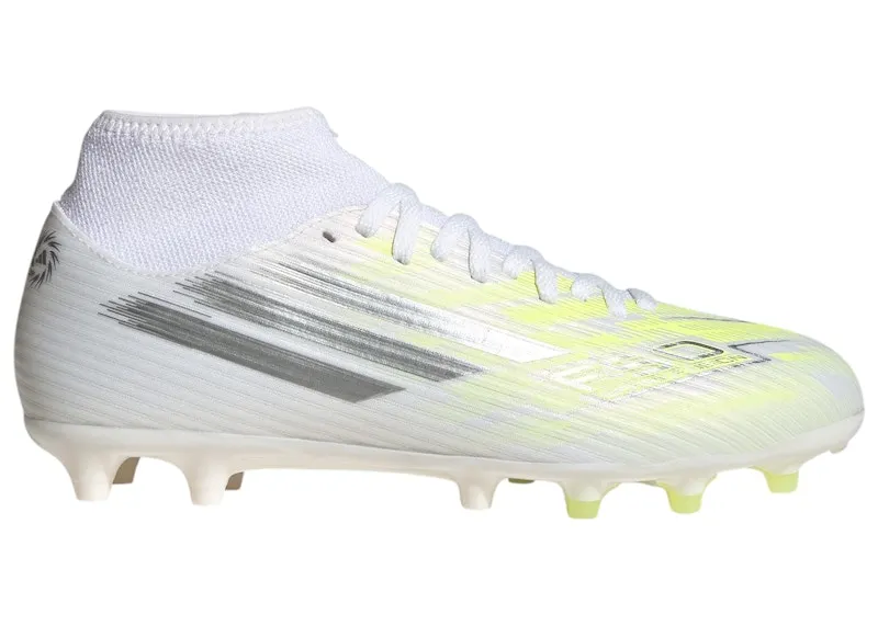 adidas F50 Sparkfusion Club Mid Cut FG/AG White Iron Metallic Hi-Res Yellow (JQ4584)