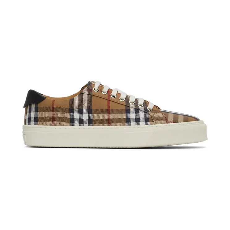 Burberry Brown Check Canvas & Calfskin Sneakers (8048156)