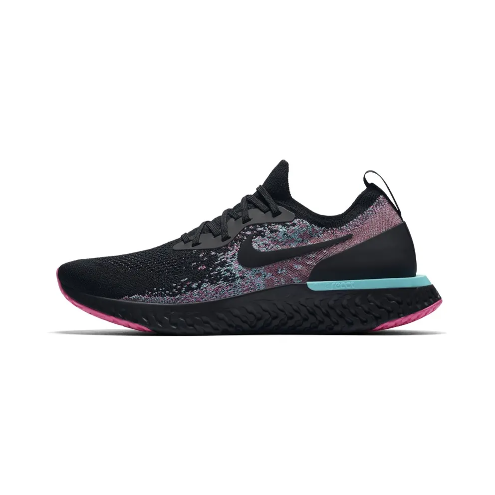 Nike Epic React Flyknit South Beach Black/Black-Hyper Jade-Laser Fuchsia (BV1572-001)