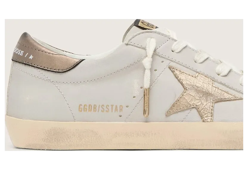 Golden Goose Super-Star With Crackle Leather Star And Metallic Foiled Leather Heel Tab (GWF00101.F007596.12287) (5)