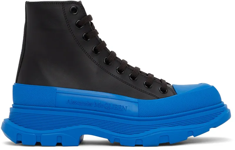 Alexander McQueen Black & Blue Tread Slick High (627206WHZ62)