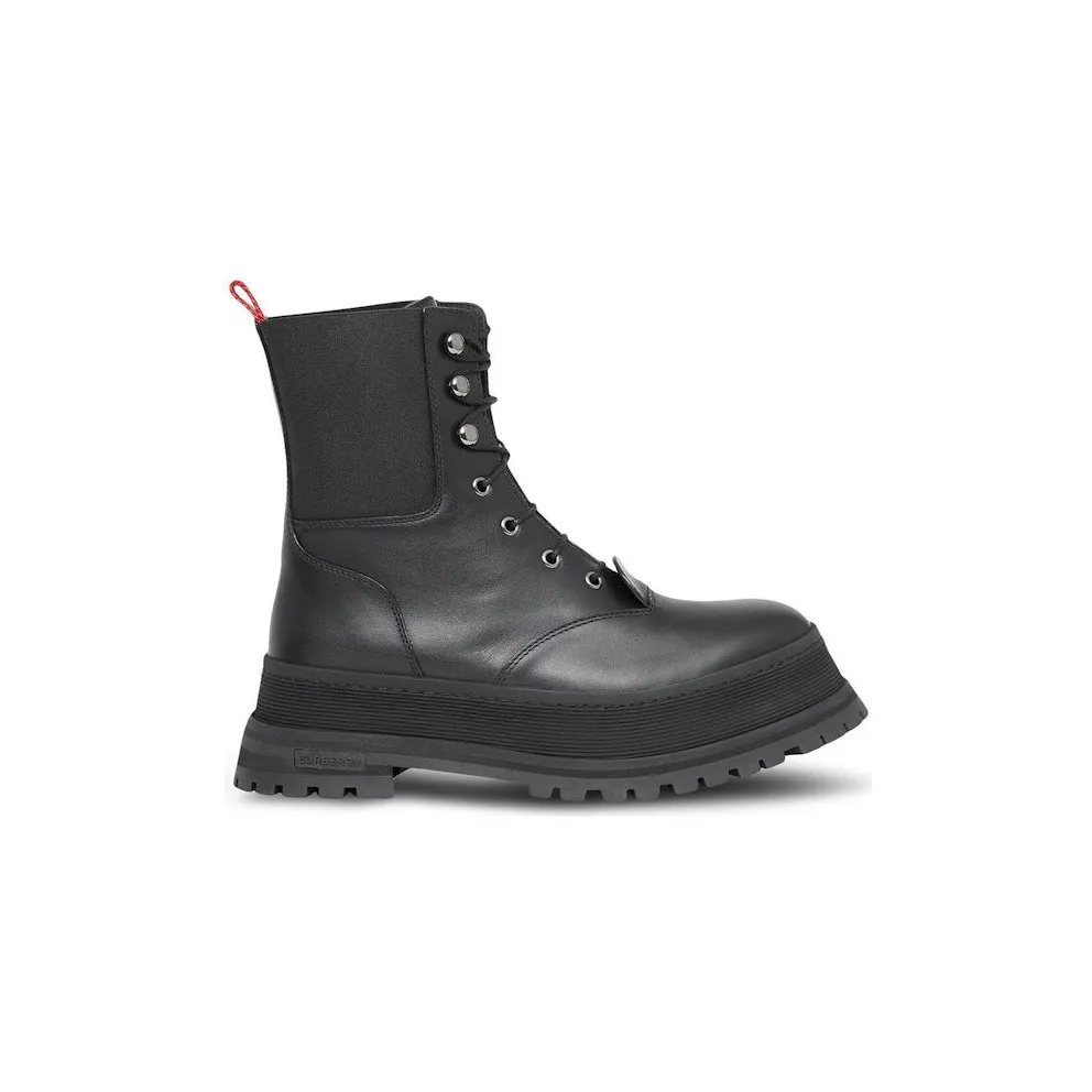 Burberry Iconic Strip Chunk Boots Black Leather (8034295)