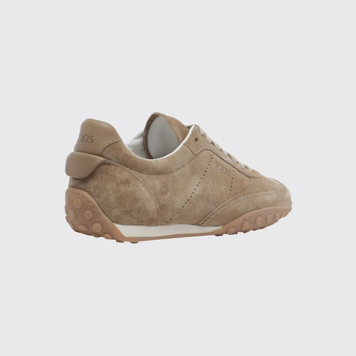 Tod’s Low-Top Suede Sneakers with Iconic Rubber Pebble Sole Beige (XXW13M0KO30VKDC806) (2)