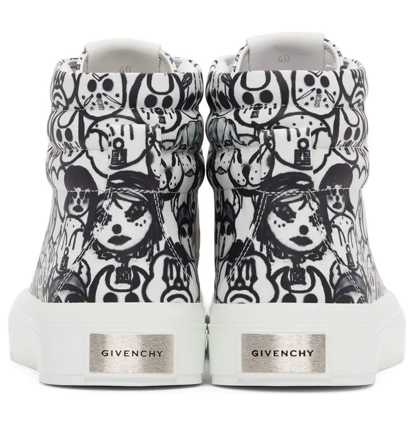 Givenchy White & Black Chito Edition City High-Top Sneakers (BH005LH142) (4)