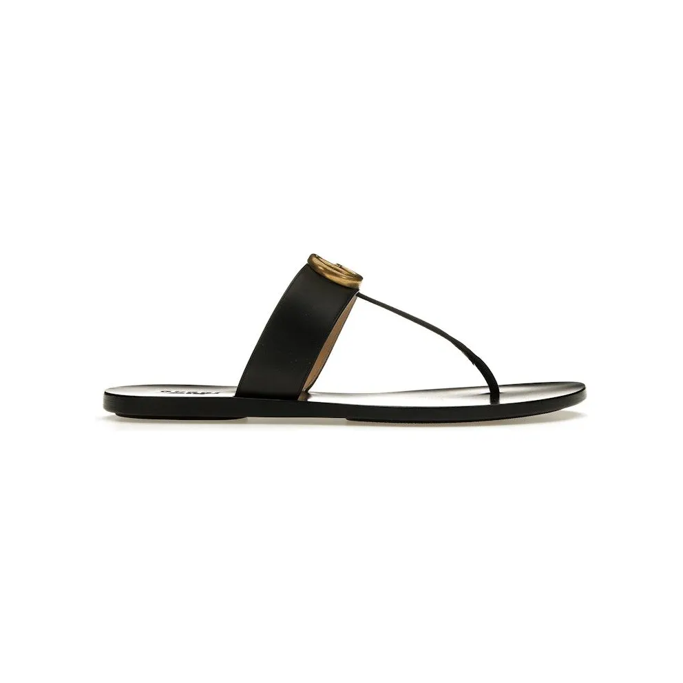 Gucci Double G Thong Sandal Black Leather (497444 A3N00 1000)