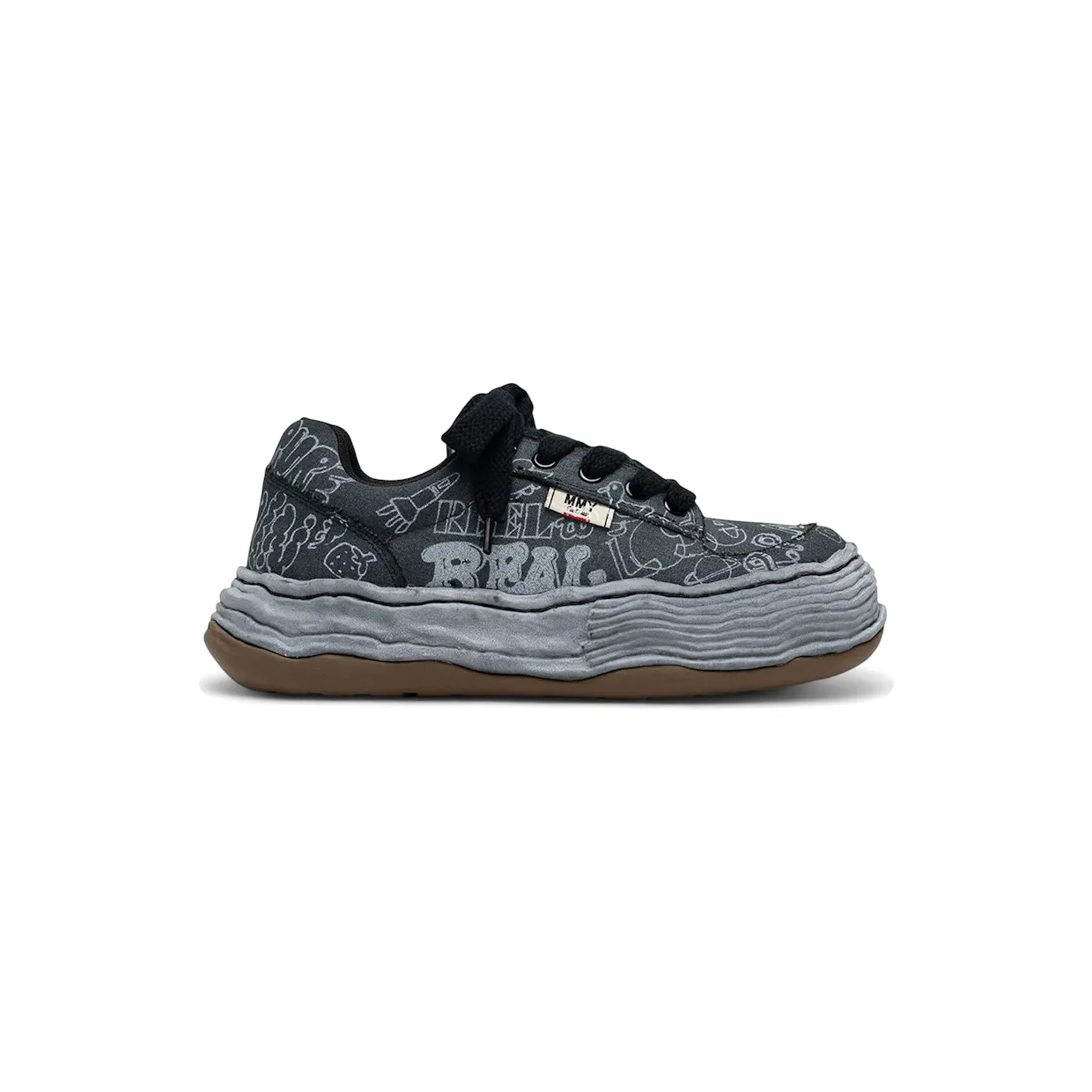 Maison Mihara Yasuhiro Oliver OG Sole Graffiti Printed Canvas Low Black (A16FW705-BLKBLK)