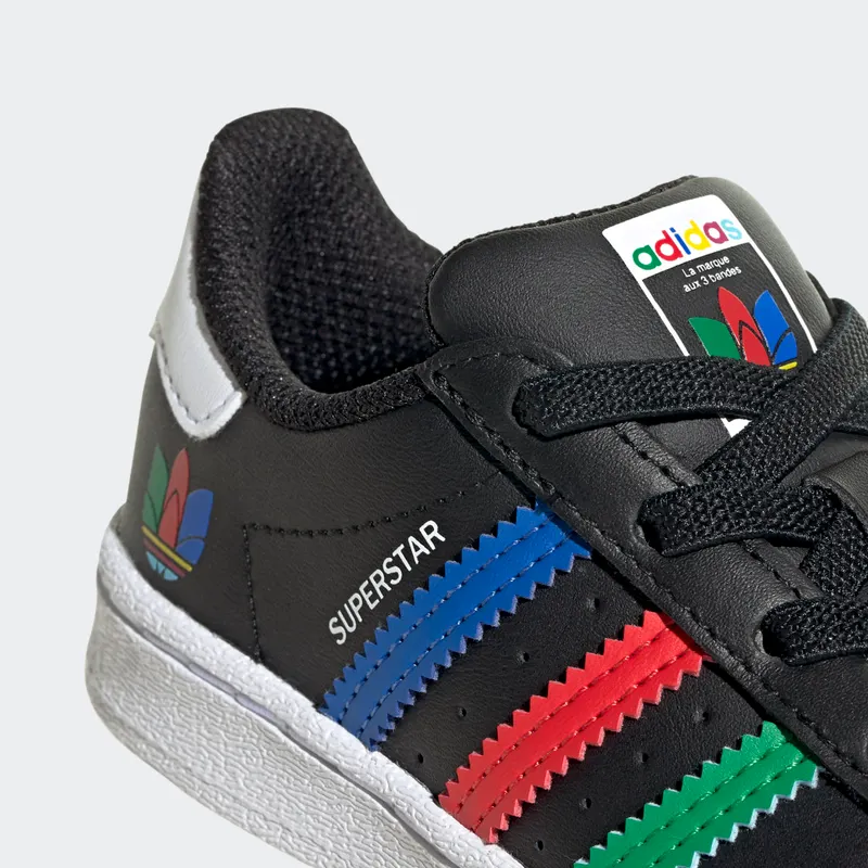 Adidas Superstar Infant ‘Colorful Stripes – Core Black’ Core Black/Green/Cloud White (FW5239)