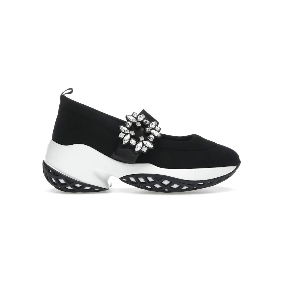 Roger Vivier Viv’ Run Babies Black White Crystal Buckle (RVW50637520T81B999)