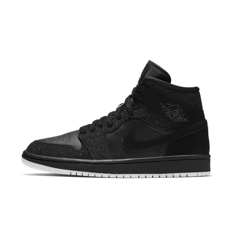 Air Jordan Nike AJ I 1 WMNS Mid Glitter Black (BQ6472-001)