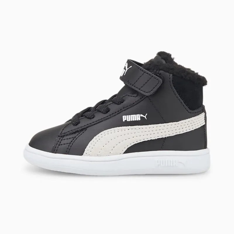 PUMA Smash V2 Mid Fur V Babies’ Black/White (366899-02)