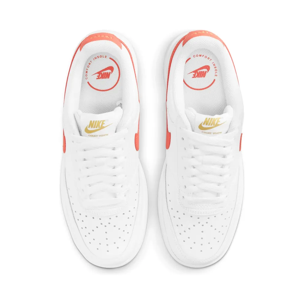 Nike Court Vision Low “White / Saturn Gold / Magic Ember” (CD5434-112)
