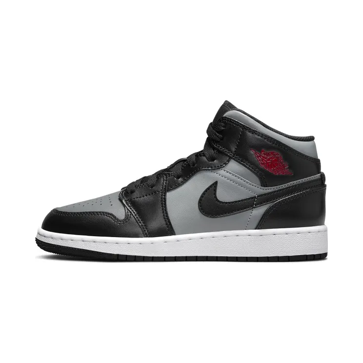 Jordan 1 Mid Shadow Red (GS) “Black / Particle Grey / White / Gym Red” (554725-096)
