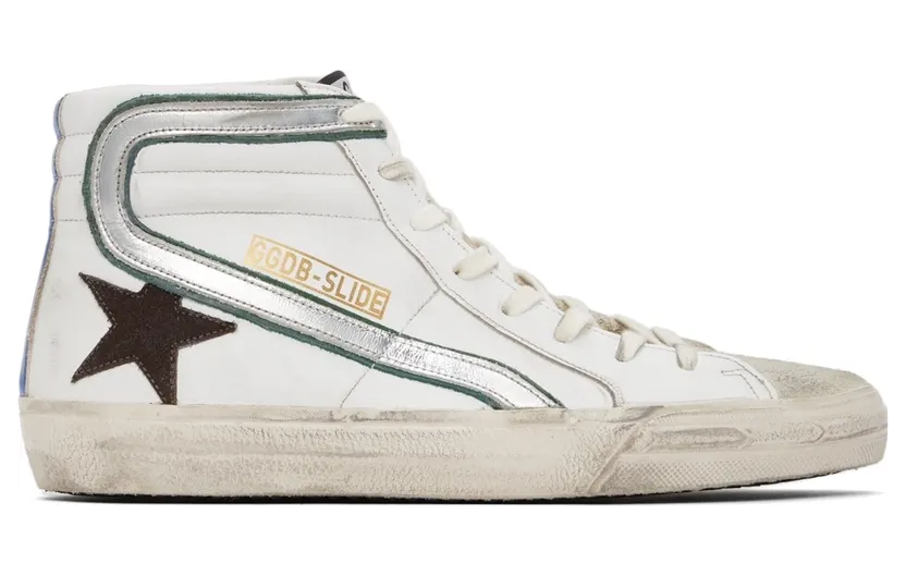 Golden Goose White Leather & Suede Slide Classic High-Top Sneakers (GMF00115.F002065.10774)