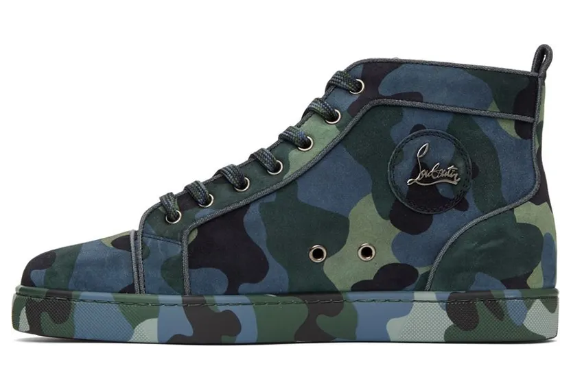 Christian Louboutin Blue & Green Louis Orlato Flat High-Top Sneakers (1220592) (3)