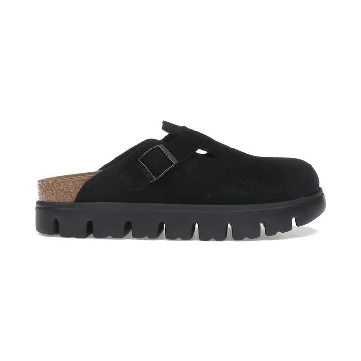 Birkenstock Boston Chunky Suede Black Sole (Narrow) (1028317)