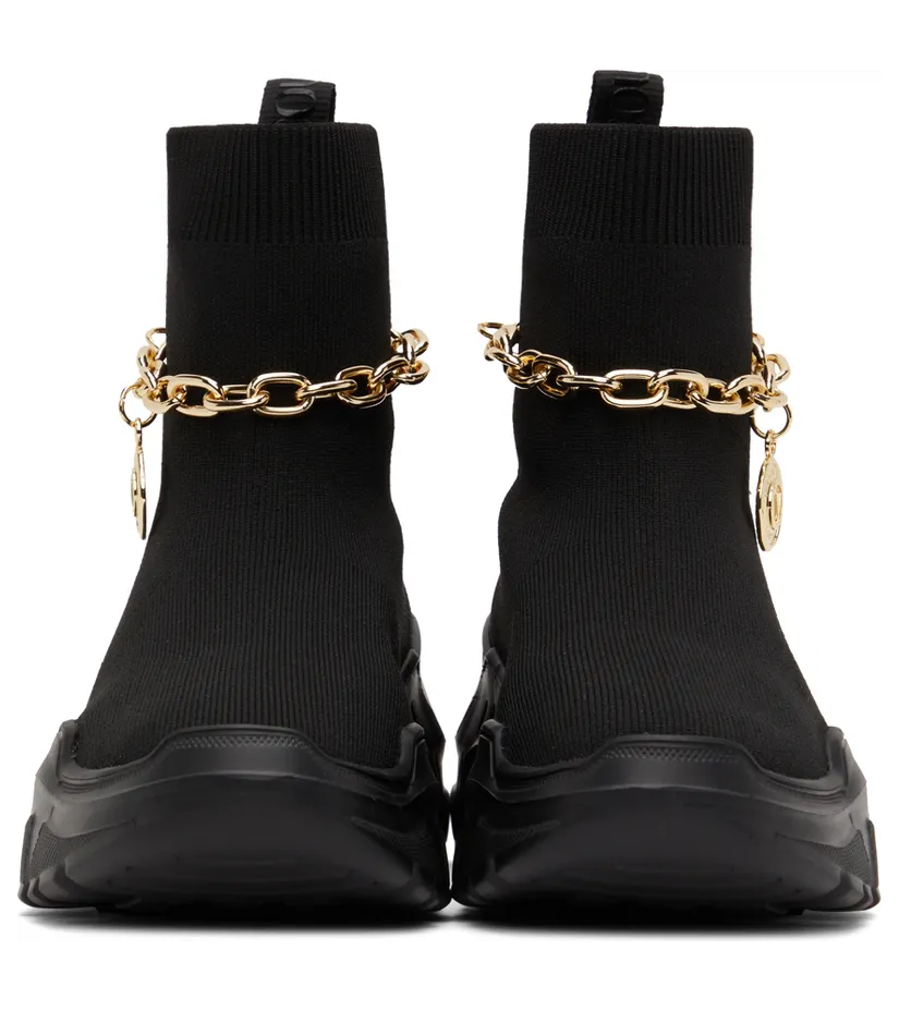 Versace Jeans Couture Black Knit Speedtrack High-Top Sneakers (E72VA3SC1EZS035) (2)