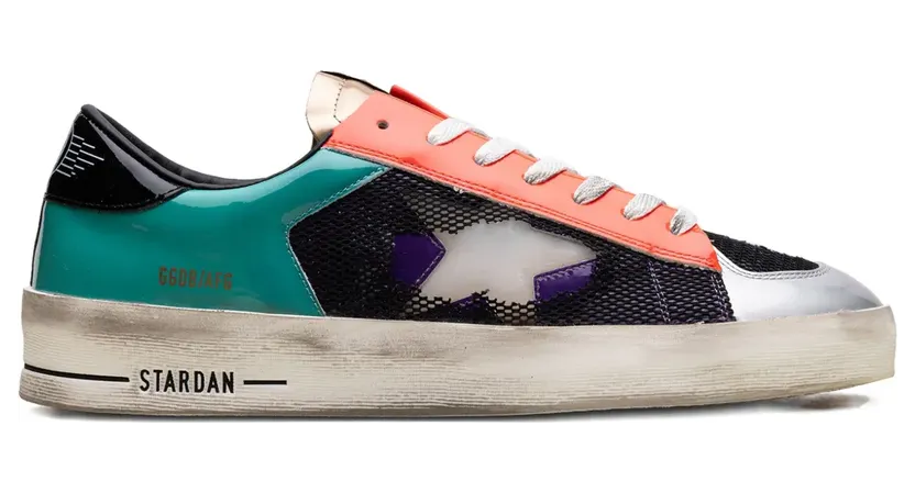 Golden Goose Stardan Lab aus Lackleder und Mesh mit Gummi-Stern “Black” (GMF00370F006973)