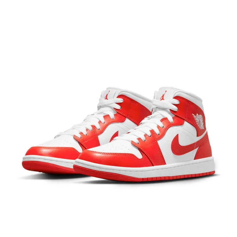Jordan 1 Mid Syracuse (W) – “White / White / Habanero Red” (BQ6472-116)