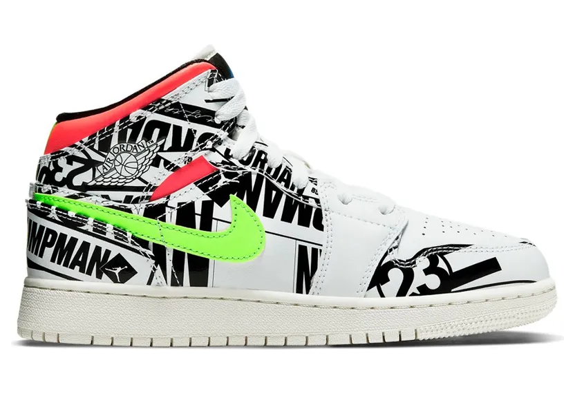 Air Jordan 1 Mid GS All Over Logos (554725-143)