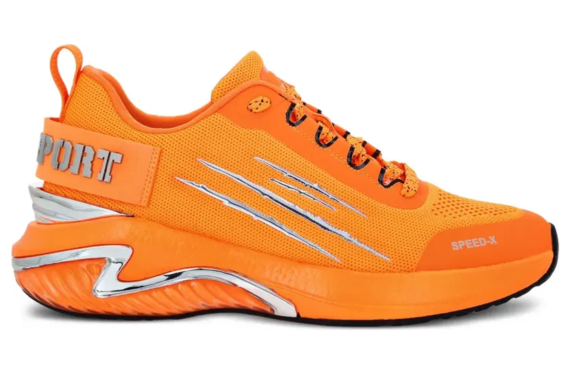 Plein Sport Mesh-Sneakers mit Metallic-Streifen – Weiß (FAESUSC0779STE003N)