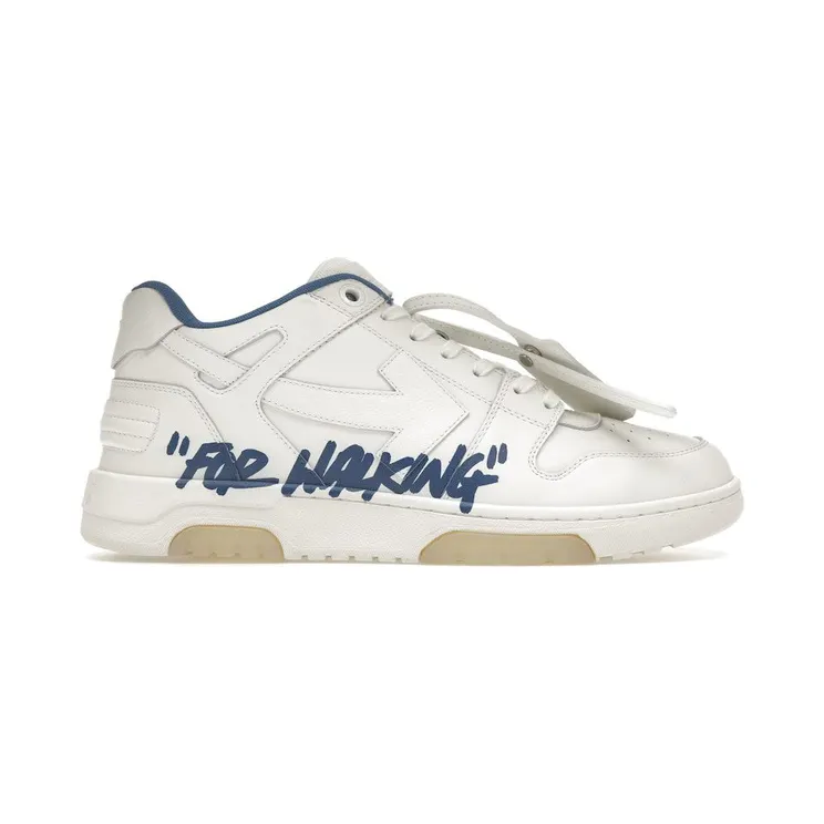 OFF-WHITE Out Of Office “OOO” Low Tops For Walking White Dark Blue SS22 (OMIA189S22LEA0030145)