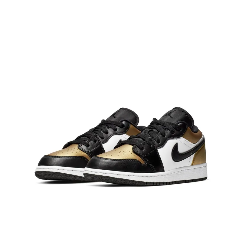 Jordan 1 Low Gold Toe (GS) Metallic Gold/Black-White (CQ9487-700)