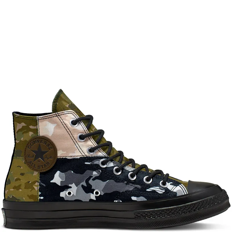 Converse Chuck Taylor All-Star 70s Hi Patchwork Blocked Camo Black Surplus Olive/Black (165912C)