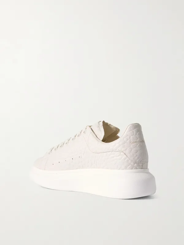 Mcqueen Exaggerated-Sole Textured-Leather Sneakers Off-white (807881WHAEG) (4)