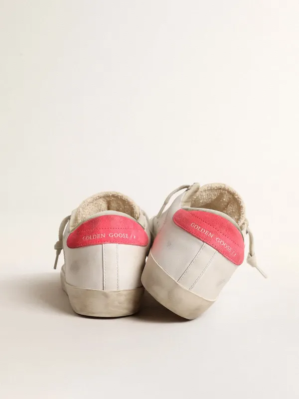 Golden Goose White Leather Super-Star With Perforated Star And Fuchsia Nylon Heel Tab (GWF00105.F004684.11495) (4)