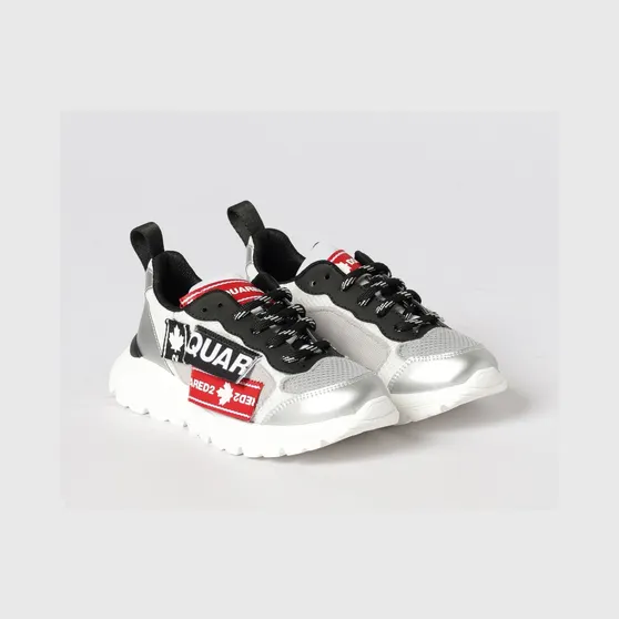 Dsquared2 Laminated Leather And Mesh Sneakers White (827442)