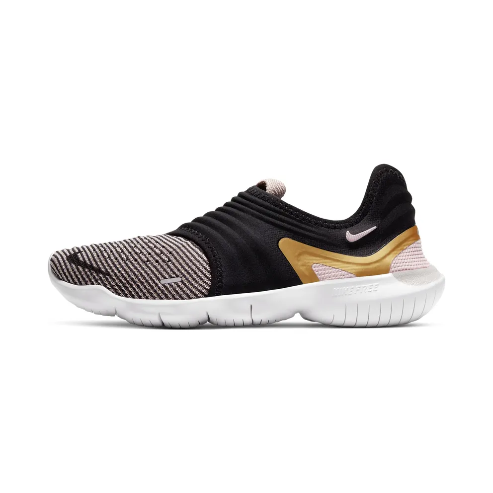 Nike Free RN Flyknit 3.0 “Black / Plum Chalk / Metallic Gold” (AQ5708-010)