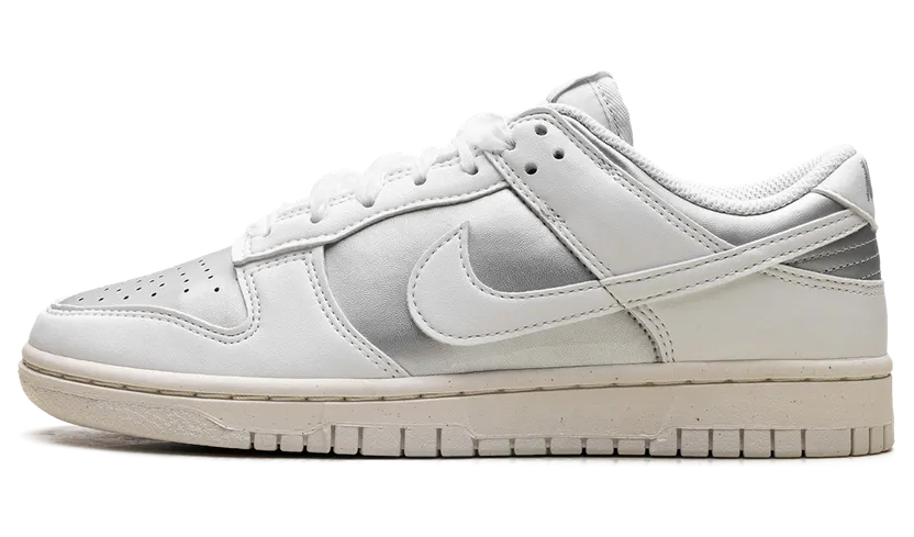 Nike Dunk Low Next Nature “Sheer Lace Pack – Metallic Platinum” (IB7311-001)
