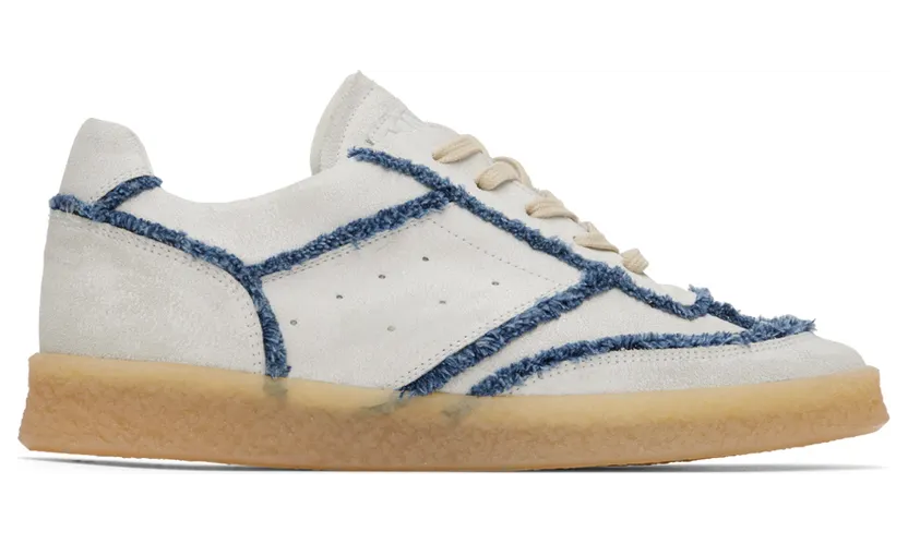 MM6 Maison Margiela Off-White Denim Leather Sneakers (S66WS0083 P5004)