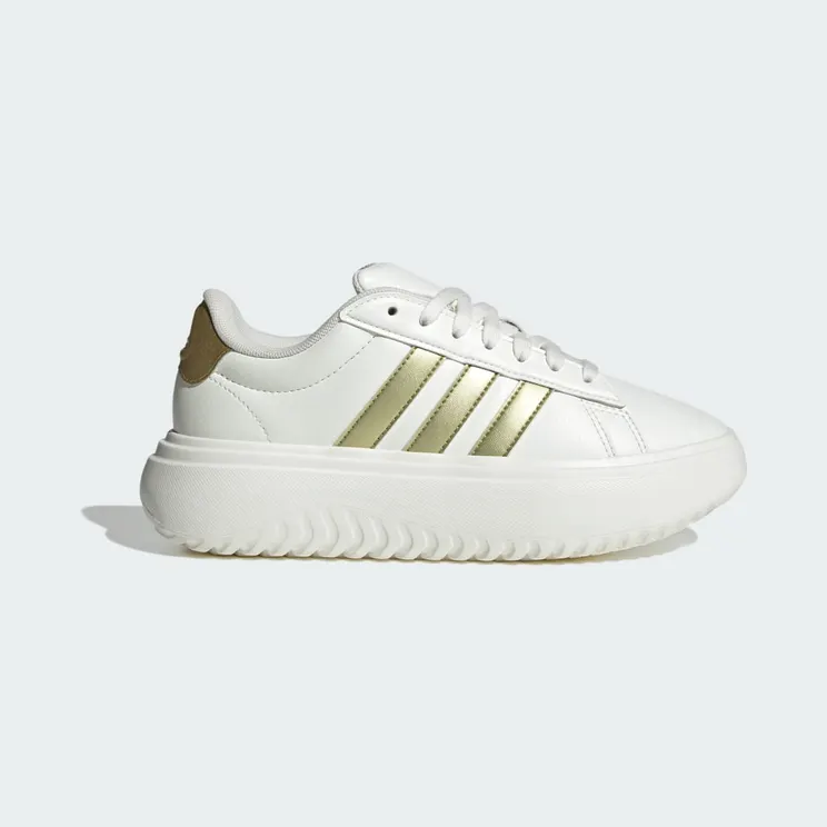 adidas Grand Court Platform “Core White / Gold Metallic / Off White” (JR0699)