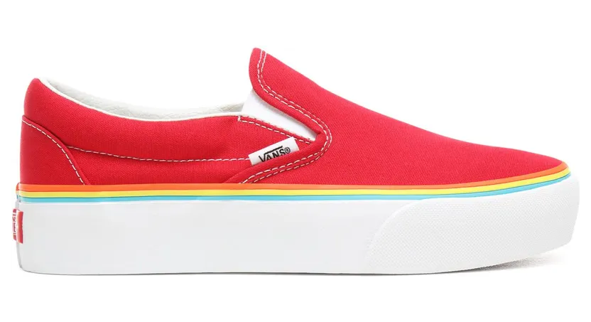 VANS Rainbow Foxing Classic Slip-on Platform Schoenen (Rood)