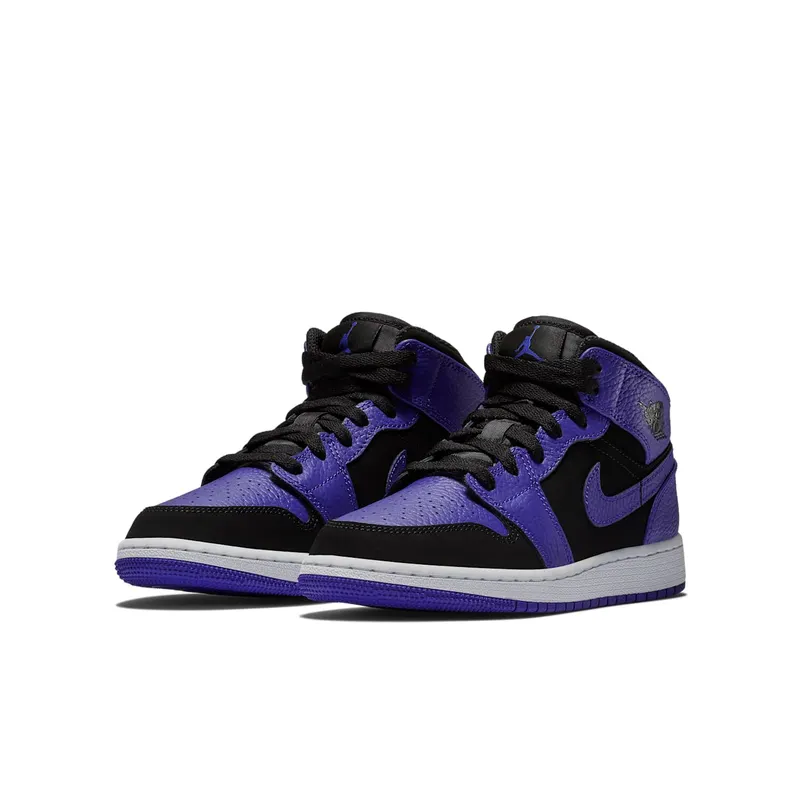 Jordan 1 Mid Black Dark Concord (GS) Black/Dark Concord-White (554725-051)