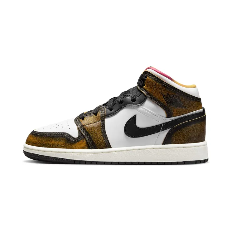 AIR Jordan 1 MID SE GS Orange Wear Away “Black / White / Sail / Taxi” (DQ8418-071)
