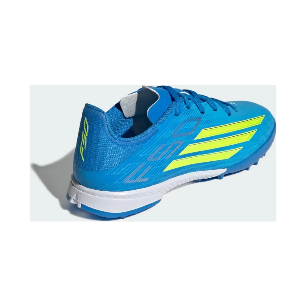 adidas F50 League Turf Football Shoes Kids “Lucid Ray Blue / Team Solar Yellow 2 / Lucid Aquamarine” (JR9017)