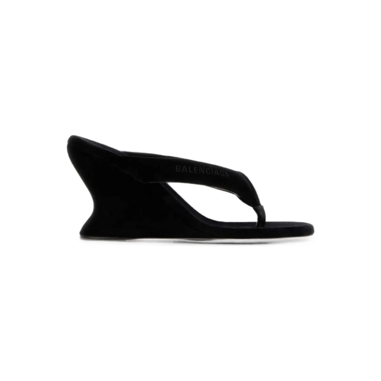 Balenciaga Velvet Geata Wedge Thong Sandal Black (876727-WCDQ0-1000) (2)