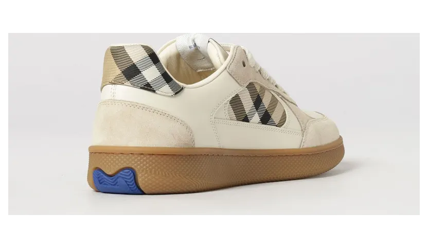 BURBERRY Terrace Low Top Trainers in Leather with Vintage Check Inserts Beige (8127510) (2)