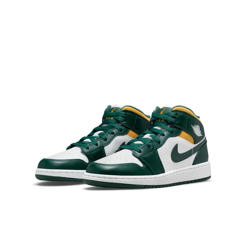 Jordan 1 Mid Sonics (2021) (GS) – “Noble Green / Pollen-white” (554725-371)