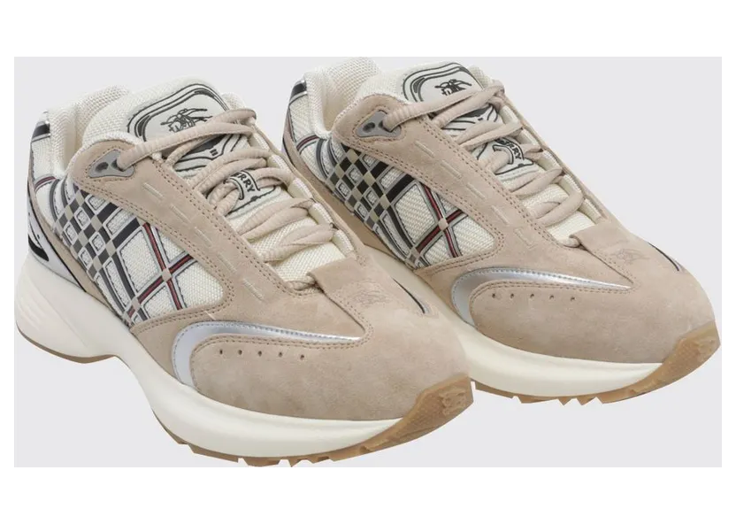 BURBERRY Eclipse Suede and Fabric Check Low-Top Sneakers Beige (8127853)