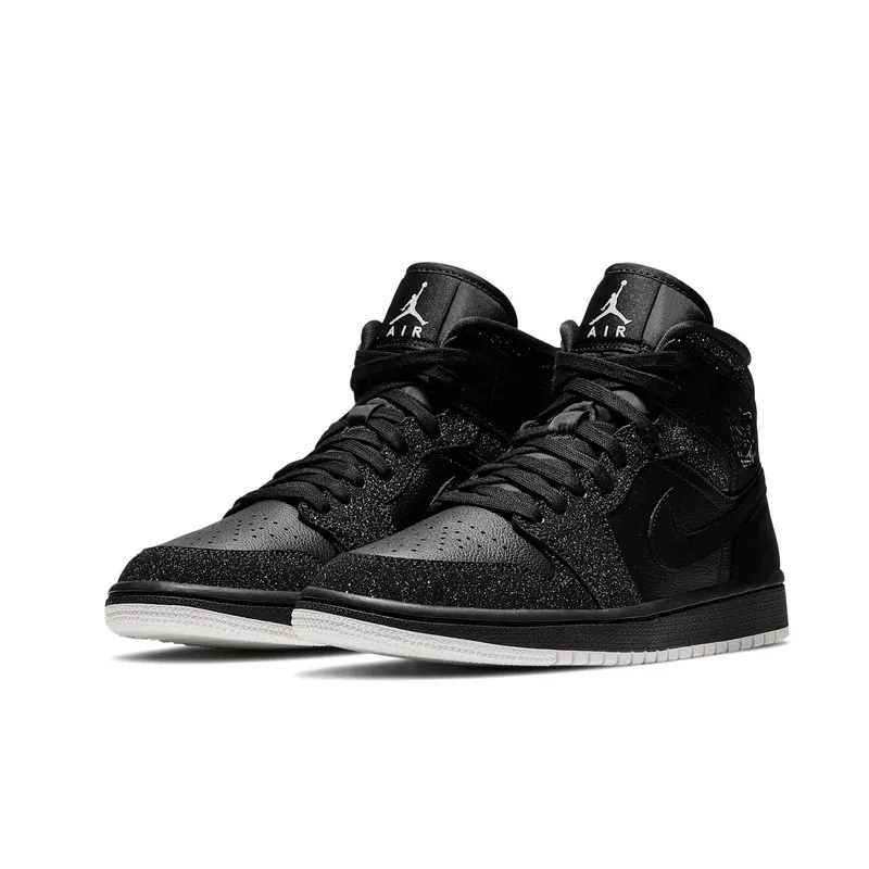 Air Jordan Nike AJ I 1 WMNS Mid Glitter Black (BQ6472-001)
