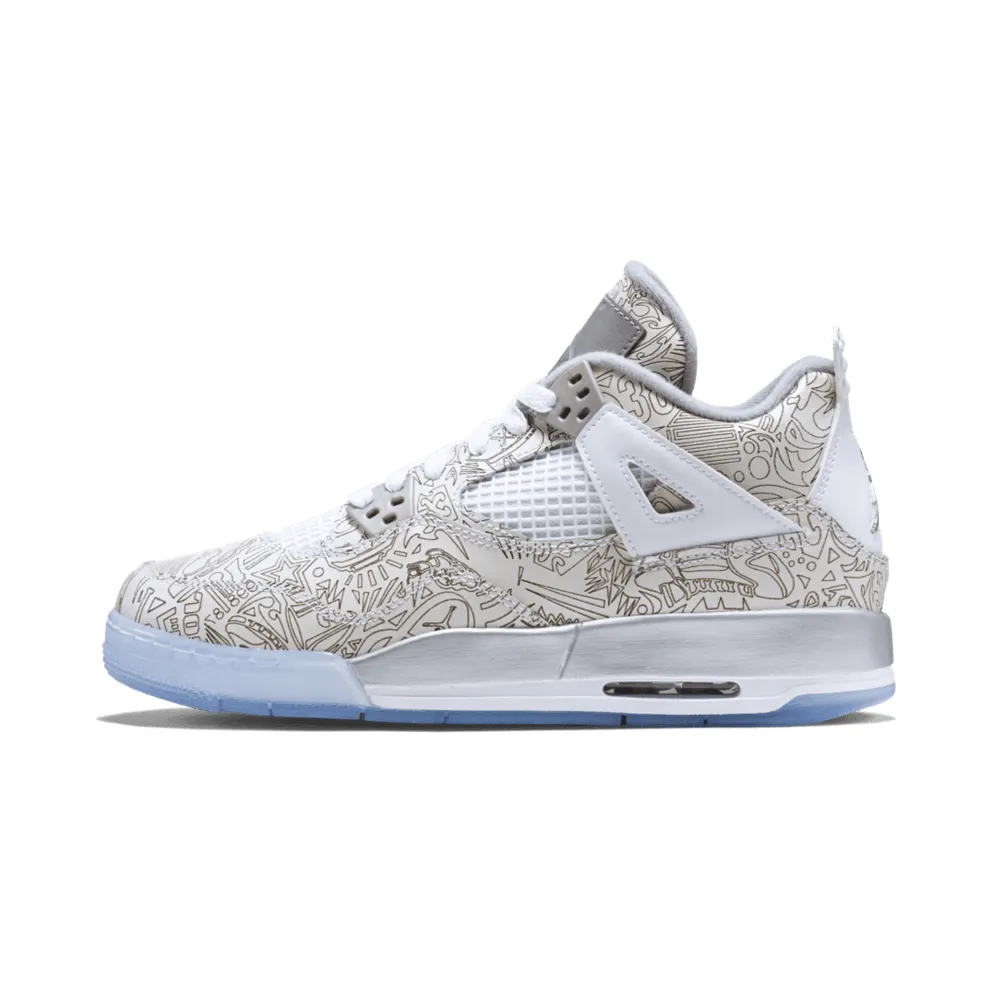 Jordan 4 Retro Laser (GS) White/Chrome-Metallic Silver (705334-105)