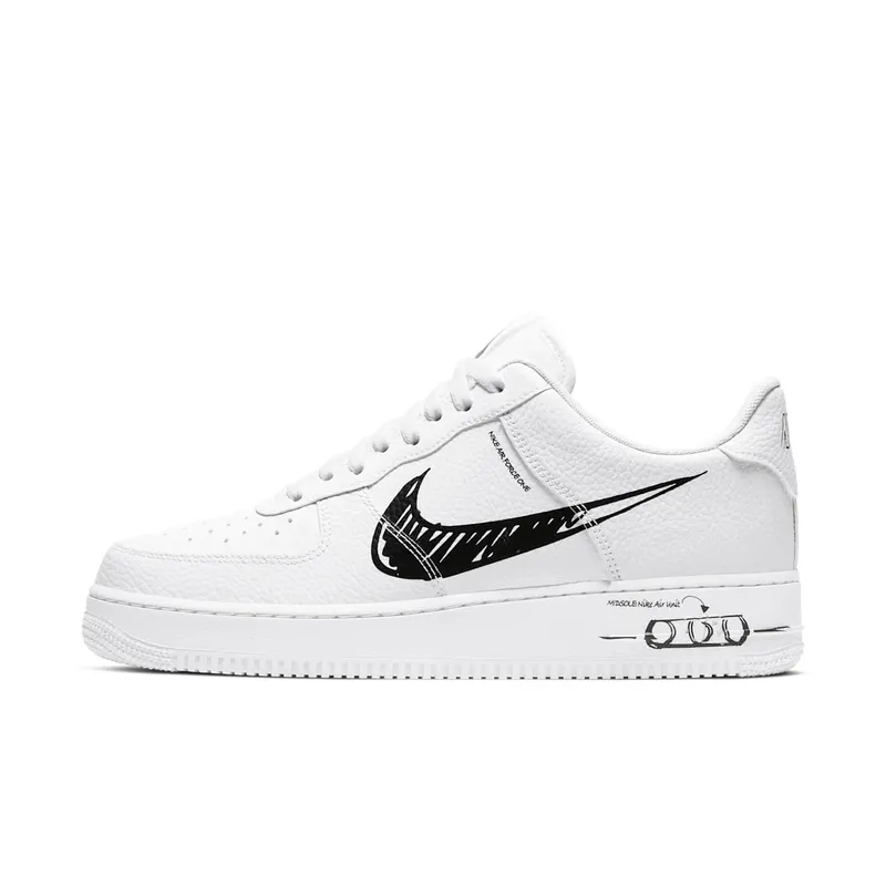 Nike Air Force AF 1 Low Sktech White Black (2020) (CW7581-101)