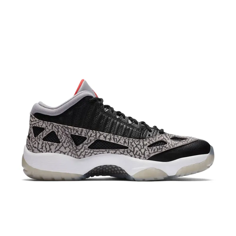 Jordan 11 Retro Low IE Black Cement Black/Fire Red-Cement Grey-White (919712-006)