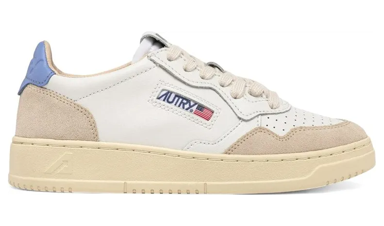 Autry Medalist Leather Low White Della Robbia Blue (AULW-LS04)